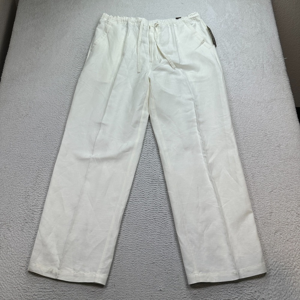 NWT Cubavera Linen Blend Pants Mens XL 40x32 Bright White (Dust Spots)